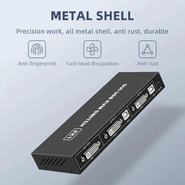 Alt view image 13 of 13 - 2 Ports DVI KVM Switch USB DVI KVM Switch Box for Sharing Keyboard Mouse Printer Plug Paly Video Display USB Swltch Splitter
