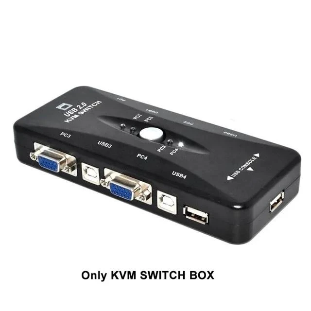 Alt view image 13 of 13 - 4 Port VGA KVM Switcher 4x1 VGA USB VGA Switch 4 in 1 out support Printer Mouse Keyboard Share 1920*1440 VGA Switch Box Adapter(only 1 KVM)