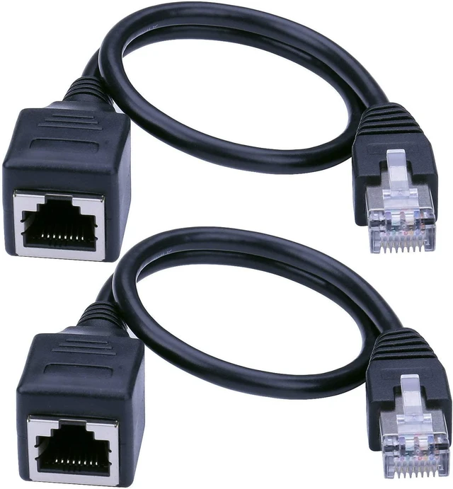 Alt view image 8 of 14 - Ethernet Extension Cable - 2Pack Ethernet LAN Male to Female Network Cable RJ45 Cat6 Extension Patch Cable Extender Cord 1FT/30CM