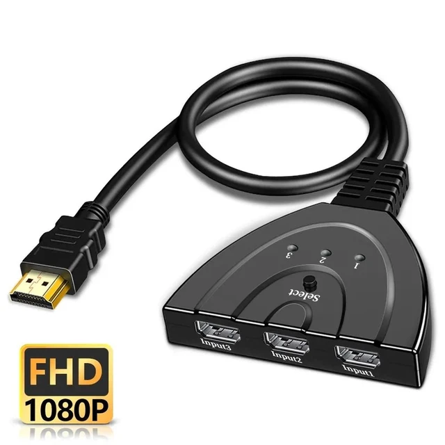Alt view image 4 of 4 - HDMI-compatible Switch KVM Splitter 4K 2K 3D 3 input 1 Output Mini 3 Port VIdeo Switcher Hub 1080P For DVD HDTV Xbox PS3 PS4(3 In 1 1080P)