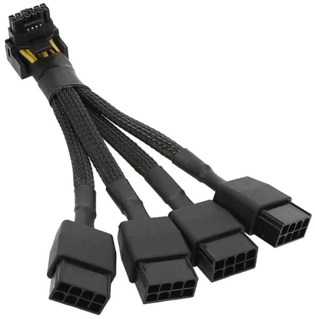 Alt view image 3 of 3 - 4x8Pin to 16Pin 12+4Pin 4x8pin PCIE 5.0 Video Graphics Card Power Supply Adapter Cable RTX4090 RTX4080 12VHPWR to 4x8pin(Elbow)