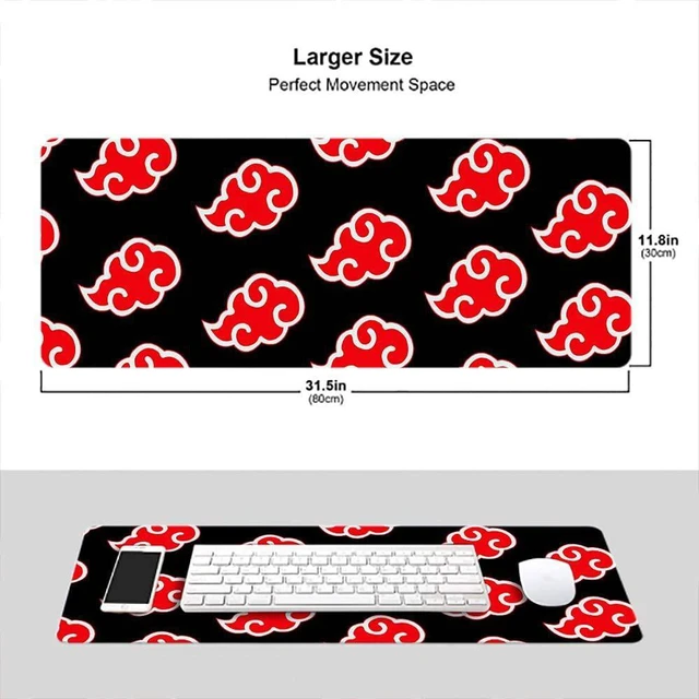 Alt view image 7 of 10 - Gaming Mouse Pad Large for Japanese Anime Akatsuki Itachi Uchiha Mouse pad Smooth Surface Stitched Edges Ultra Thick Anti-Slip Rubber Base Soft Cloth for Gamer Office Home 31.5" x 11.8" x 0.12"