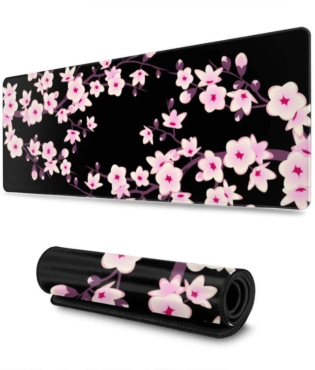 Alt view image 7 of 12 - Pink Cherry Blossoms Gaming Mouse Pad XL Extended Large Mouse Mat Desk Pad Stitched Edges Mousepad Long Mouse Pad 31.5 X 11.8 Inch