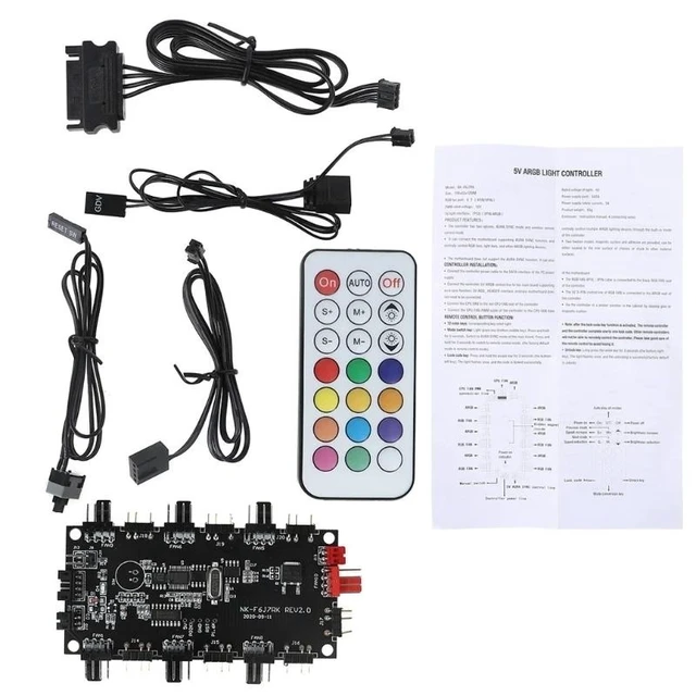 Alt view image 4 of 4 - 5V RGB Remote Controller & PWM Magnetic Hub 8 Ports ARGB RGBW Wireless Remote