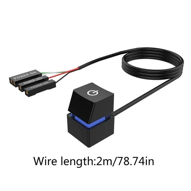 Alt view image 4 of 4 - 2M Colorful PC Motherboard External Power On/Off Button Extension Cable