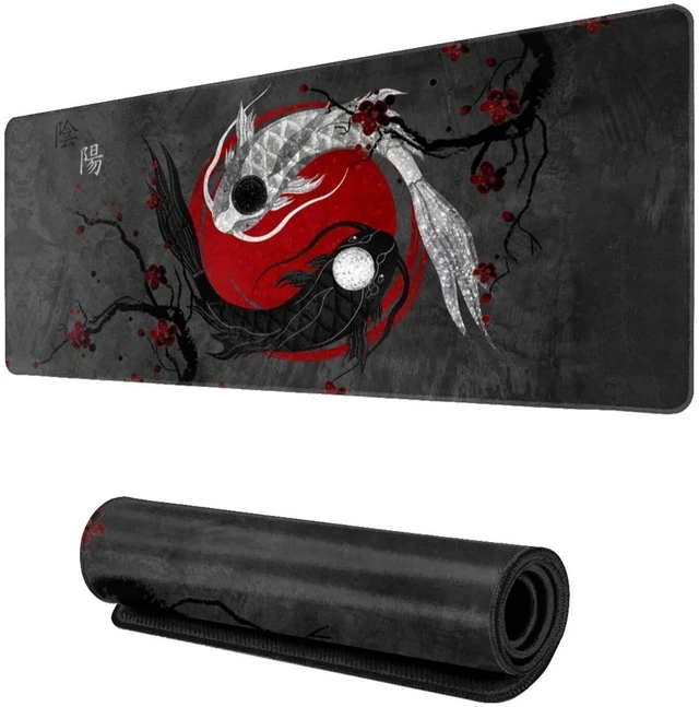 Alt view image 16 of 20 - Japanese Art Koi Fish Mouse Pad Large Mouse Pad Extended Stitched Edges Mousepad Gaming Desk Pad Personalized The Office Mouse Pad 31.5 X 11.8 Inch