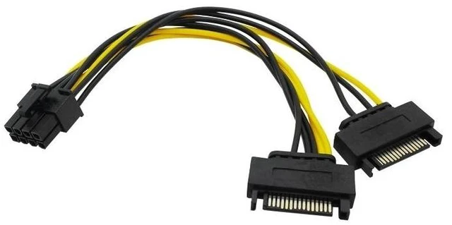 Alt view image 4 of 4 - 2xSATA to PCIe 8P Adapter Splitter Power Extension Cable,Power Supply 2xSATA to PCIe 8P for PCI Express GPU Video(2xSATA to PCIe 8P)