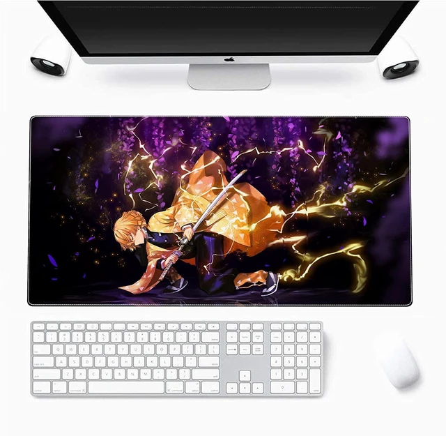 Alt view image 9 of 14 - Large Mouse Pad, Extended Gaming Mousepad Non-Slip Base Keyboard Pad,Desk Mat 24" x 14" in, Anime Mouse Pad (Japanese Anime Demon Slayer Agatsuma Zenitsu)