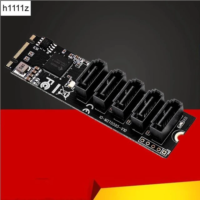 Alt view image 7 of 12 - M.2 to SATA Adapter SATA Port Multiplier M.2 to 5 Ports SATA3 6Gb SSD Adapter SATAIII Cable Support UEFI PCIe Gen3x2 JMB585 Chip
