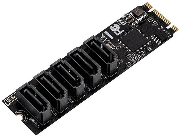 Alt view image 8 of 12 - M.2 to SATA Adapter SATA Port Multiplier M.2 to 5 Ports SATA3 6Gb SSD Adapter SATAIII Cable Support UEFI PCIe Gen3x2 JMB585 Chip