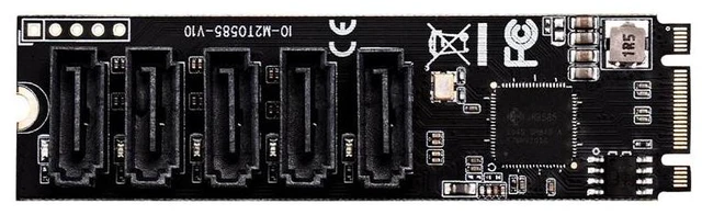 Alt view image 9 of 12 - M.2 to SATA Adapter SATA Port Multiplier M.2 to 5 Ports SATA3 6Gb SSD Adapter SATAIII Cable Support UEFI PCIe Gen3x2 JMB585 Chip