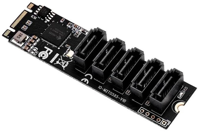 Alt view image 10 of 12 - M.2 to SATA Adapter SATA Port Multiplier M.2 to 5 Ports SATA3 6Gb SSD Adapter SATAIII Cable Support UEFI PCIe Gen3x2 JMB585 Chip