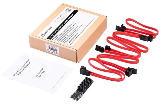 Alt view image 12 of 12 - M.2 to SATA Adapter SATA Port Multiplier M.2 to 5 Ports SATA3 6Gb SSD Adapter SATAIII Cable Support UEFI PCIe Gen3x2 JMB585 Chip