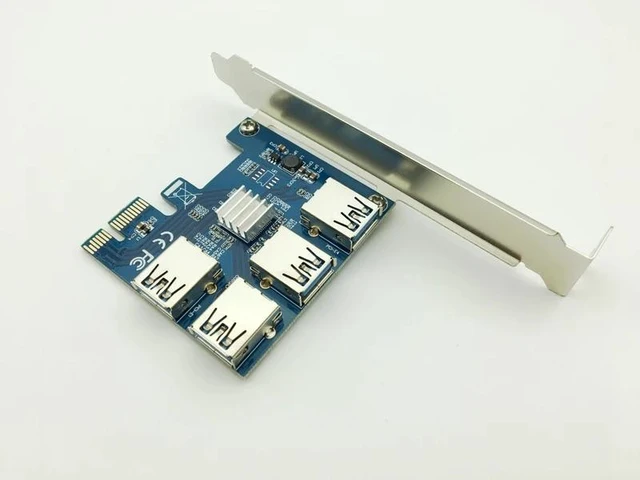 Alt view image 8 of 12 - PCI-E 1X to 4 PCI-E 16X Slots Riser Card External Adapter PCI-E 1 to 4 Port Card Multiplier Riser Card for Bitcoin Miner Machine