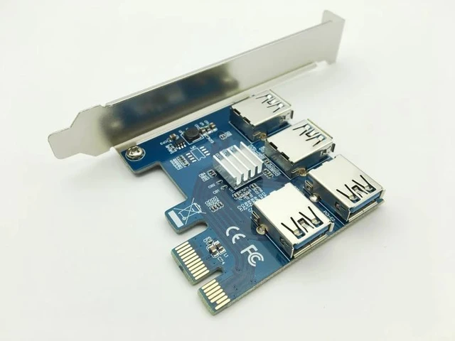 Alt view image 9 of 12 - PCI-E 1X to 4 PCI-E 16X Slots Riser Card External Adapter PCI-E 1 to 4 Port Card Multiplier Riser Card for Bitcoin Miner Machine