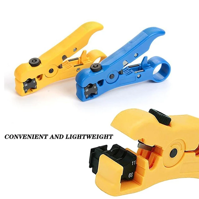 Alt view image 10 of 12 - Wire Coax Coaxial Universal Cable Stripper Cutter Stripping Pliers Tool for Network rj45 Cables - Blue