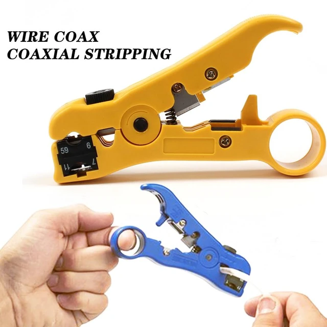 Alt view image 9 of 12 - Wire Coax Coaxial Universal Cable Stripper Cutter Stripping Pliers Tool for Network rj45 Cables - Blue