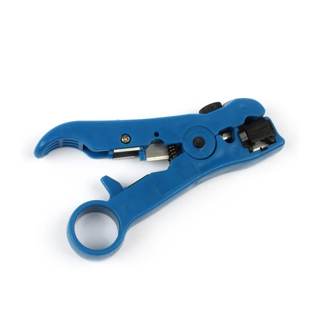 Alt view image 8 of 12 - Wire Coax Coaxial Universal Cable Stripper Cutter Stripping Pliers Tool for Network rj45 Cables - Blue