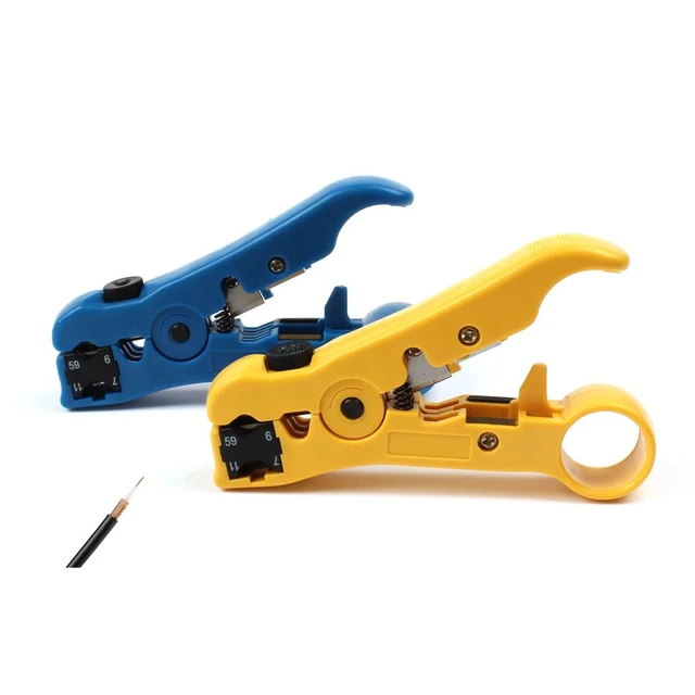 Alt view image 11 of 12 - Wire Coax Coaxial Universal Cable Stripper Cutter Stripping Pliers Tool for Network rj45 Cables - Blue
