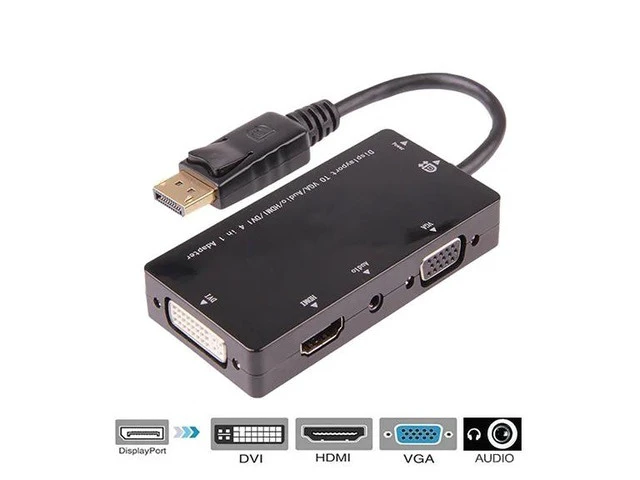 Alt view image 7 of 12 - (DP to 4 in 1)Displayport Male to DVI HDMI VGA Audio Female Adapter DP to HDMI Display Port to VGA Cable Converter For PC Projector TV Monitor