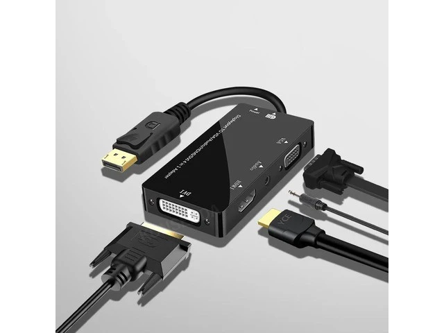 Alt view image 8 of 12 - (DP to 4 in 1)Displayport Male to DVI HDMI VGA Audio Female Adapter DP to HDMI Display Port to VGA Cable Converter For PC Projector TV Monitor