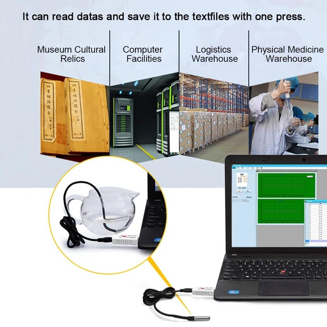 Alt view image 12 of 14 - PC Sensor USB Thermometer Temperature Sensor Data Logger Recorder for PC Laptop White