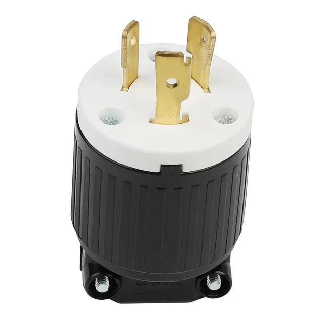 Alt view image 2 of 2 - L6-20P Locking Plug Connector for Generator, Twist Lock Male Plug, 20 Amp, 250 Volt, 2 Pole, 3 Wire Grounding