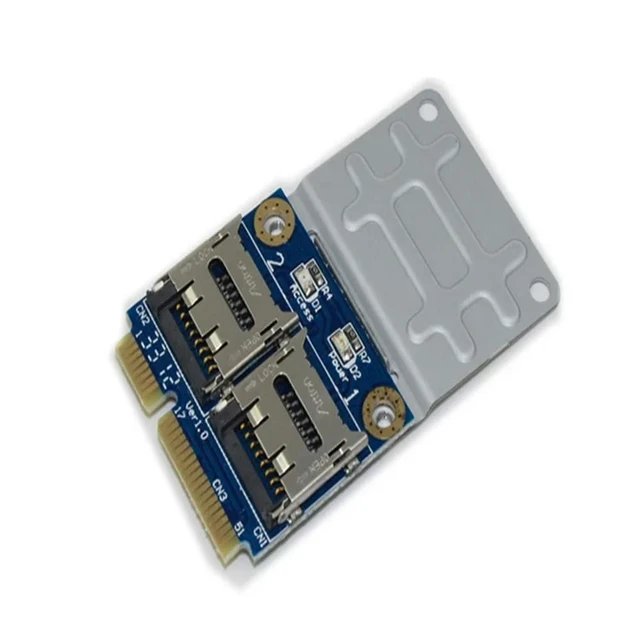 Alt view image 6 of 6 - FOR 2 SSD HDD for Laptop Dual Micro SD SDHC SDXC TF to Mini PCIe Memory Card reader mPCIe to 2 mini-sdcards mini pci-e adapter