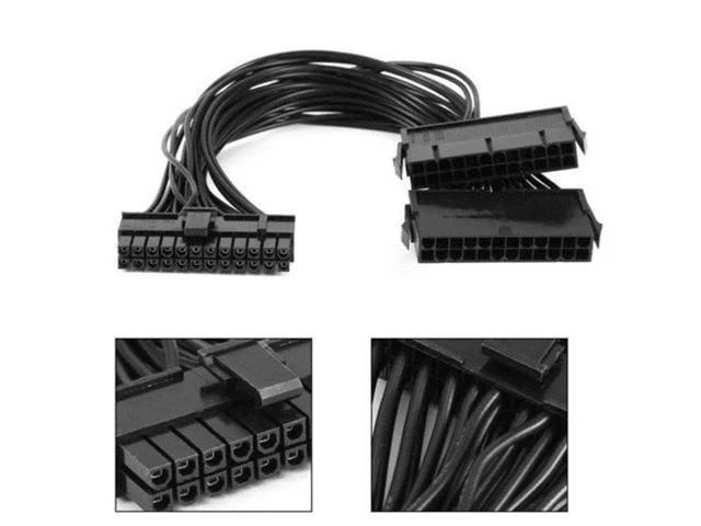 Alt view image 8 of 10 - Dual 24-Pin Mining Adapter Cable ATX Power Supply Connector Splitter Dual-PSU