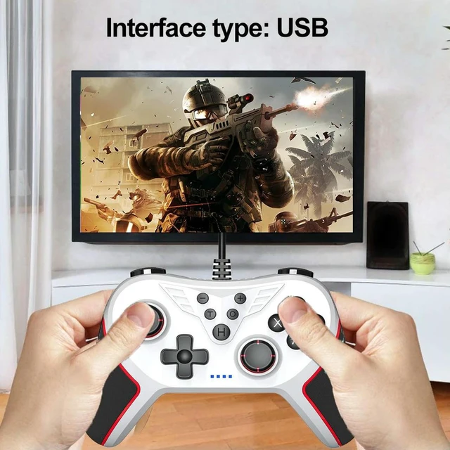 Alt view image 5 of 6 - USB Wired Gamepad Controller 2m Cable Gamepad Joystick Wired Game Controller for Nintendo Switch Console PC XP/7/8/10