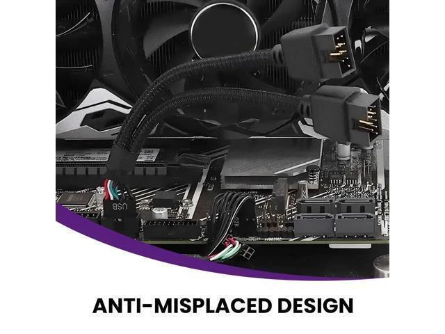 Alt view image 12 of 14 - 2Pcs Motherboard 9 Pin USB 2.0 to Dual 9 Pin Extension Splitter, USB 2.0 Header Splitter Nylon Braided Cable for PC Computer Internal Motherboard USB Hub, Black