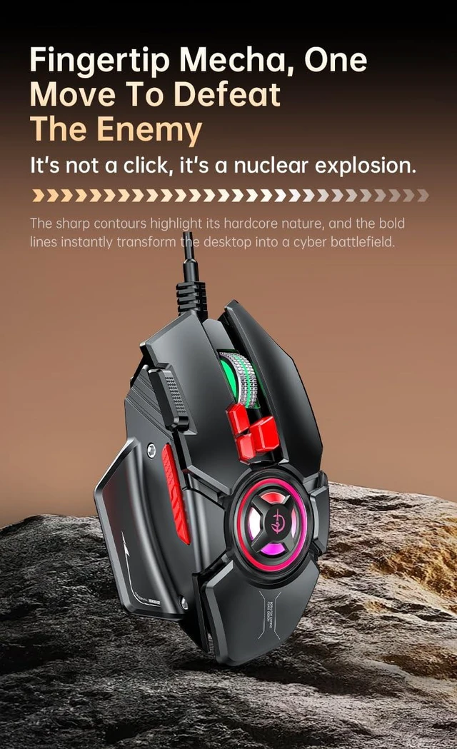 Alt view image 9 of 10 - holy sword Gaming Mouse, 12800 DPI Optical Sensor, RGB Lighting, 11 Programmable Buttons, Ergonomic Design, Wired, Right-Handed (White)