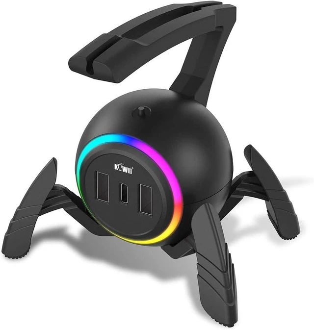 Alt view image 8 of 14 - KIWIFOTOS Mouse Bungee RGB Gaming Mouse Cord Holder Controller, Upgraded Flexible Cable Management Smart RGB LED Lights 2 Port USB Hub & 1 Type-C, Spider Mouse Wire Holder