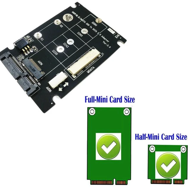 Alt view image 9 of 12 - 2 in 1 M.2 NGFF B Key Mini PCI-E mSATA SSD to SATA 2.5" Adapter Card for mSATA SSD 2230 2242 2260 2280 M2 NGFF SATA M.2 Adapter