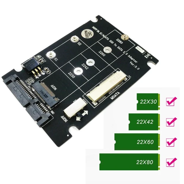 Alt view image 10 of 12 - 2 in 1 M.2 NGFF B Key Mini PCI-E mSATA SSD to SATA 2.5" Adapter Card for mSATA SSD 2230 2242 2260 2280 M2 NGFF SATA M.2 Adapter