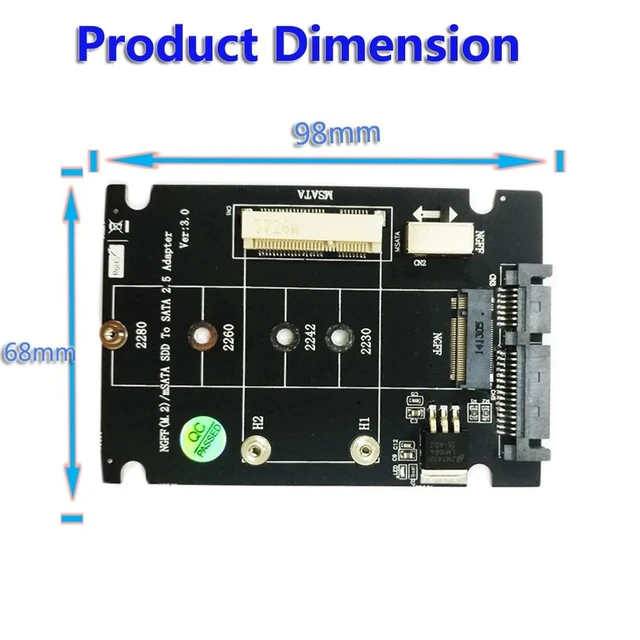 Alt view image 11 of 12 - 2 in 1 M.2 NGFF B Key Mini PCI-E mSATA SSD to SATA 2.5" Adapter Card for mSATA SSD 2230 2242 2260 2280 M2 NGFF SATA M.2 Adapter