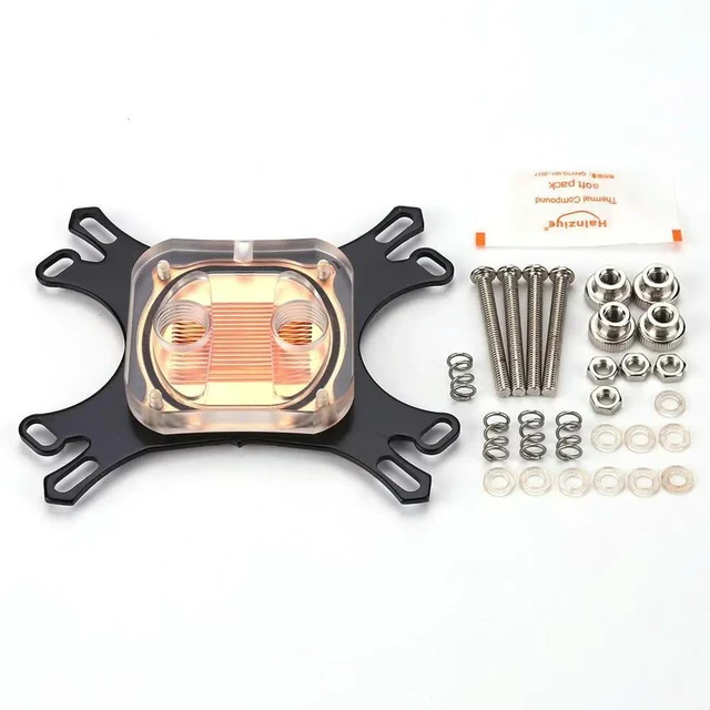 Alt view image 8 of 14 - Transparent CPU Water Cooler Computer PC Cooling Radiator for for with Screws CPU Water Block Waterblock Copper Base