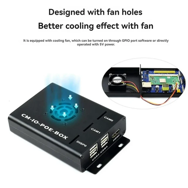Alt view image 6 of 8 - Compute Module PoE Board+Case+Fan Kit for Raspberry Pi CM4S CM3 3Lite 3+ 3+Lite Compute Module Expansion Board EU Plug