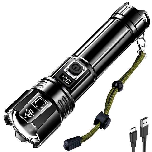 Alt view image 15 of 20 - Rechargeable LED Flashlight 99000 High Lumens, Super Bright Flashlights with Zoomable & USB C Rechargeable & 5 Light Mode & IPX-7 Waterproof, Powerful Flash Light for Home, Hiking, Camping