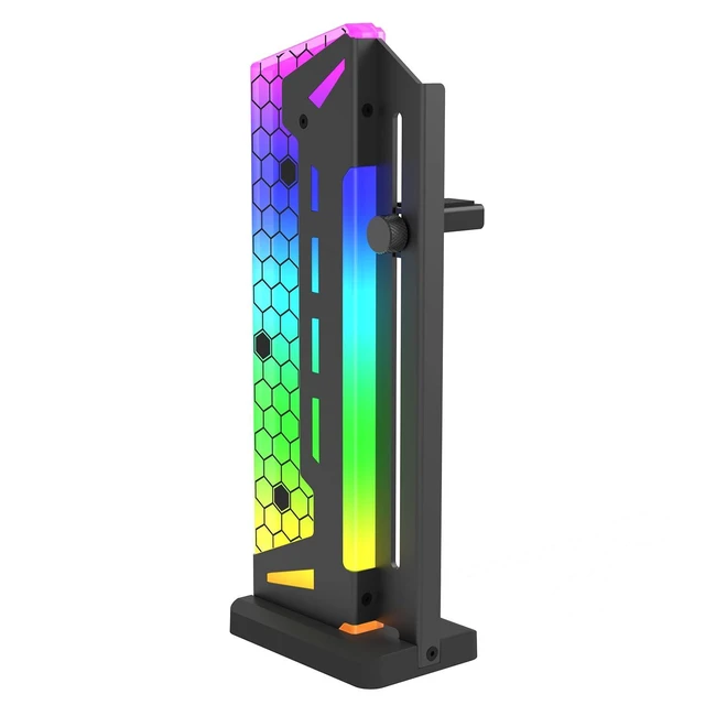 Alt view image 8 of 14 - ARGB GPU Support Bracket, GPU Brace Support, 5V 3Pin addressable GPU Holder, 5v 3pin RGB GPU Support Stand Video Card sag Holder, Adjustable Height GPU Stand (Black)