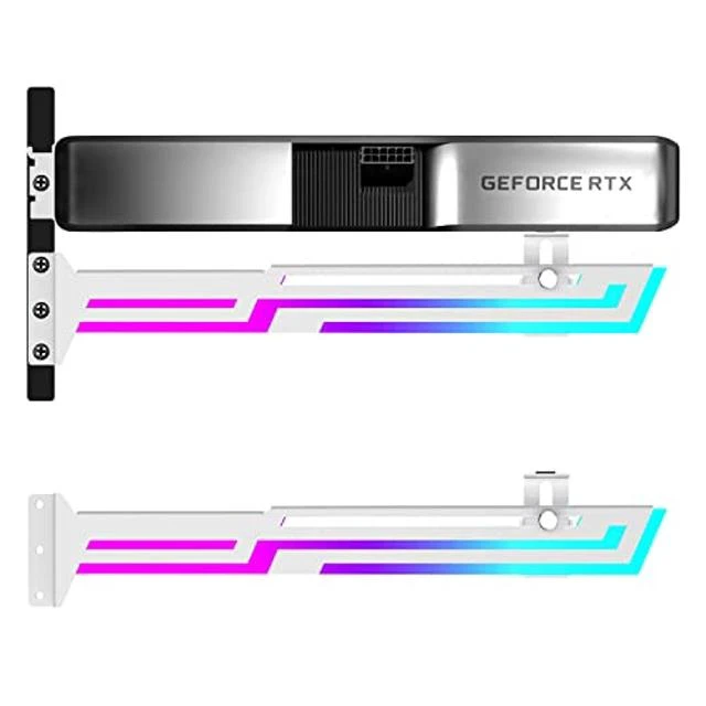 Alt view image 6 of 10 - ARGB GPU Support Bracket, RGB GPU Brace Support, 5V 3Pin addressable GPU Holder, 5v 3pin ARGB White GPU Support Video Card sag Holder, Adjustable Length and Height GPU Stand (White)