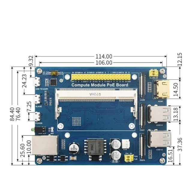 Alt view image 7 of 8 - Compute Module PoE Board+Case+Fan Kit for Raspberry Pi CM4S CM3 3Lite 3+ 3+Lite Compute Module Expansion Board EU Plug