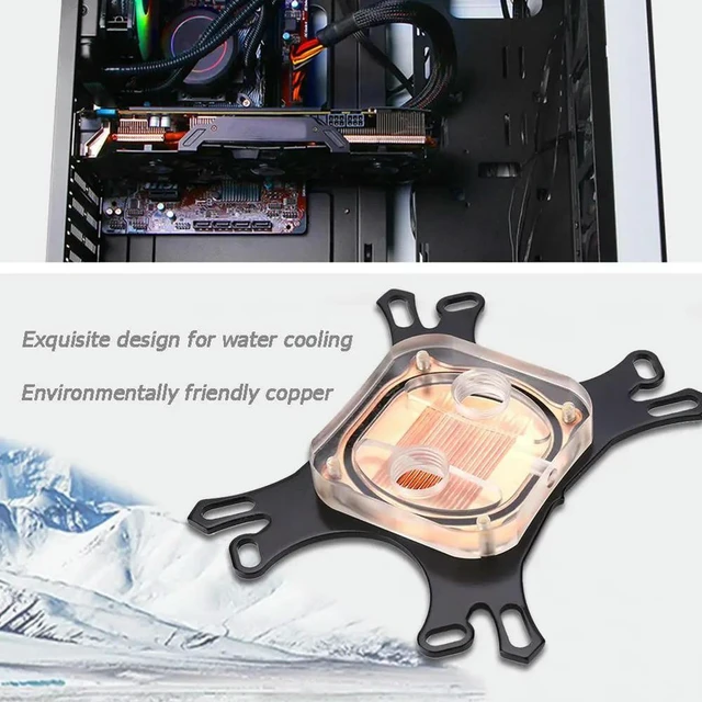 Alt view image 9 of 14 - Transparent CPU Water Cooler Computer PC Cooling Radiator for for with Screws CPU Water Block Waterblock Copper Base