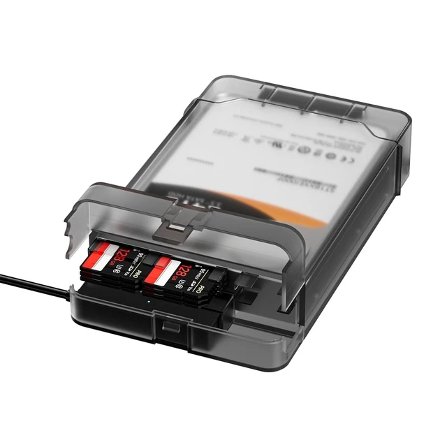 Alt view image 8 of 14 - External Hard Drive Enclosure for 3.5 2.5 Inch SATA SSD HDD, 6Gbps USB 3.0 to SATA Drive Adapter Case Cable, with SD Card Storage + CD Box Reader, 24TB Capacity