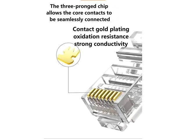 Alt view image 9 of 14 - RJ45 Cat 6 Non-Pass Through Network Plug Connector 8P8C Cat 6/6E RJ45 Gold Plated Ends for Stranded UTP Solid Network Cable 20 PCS