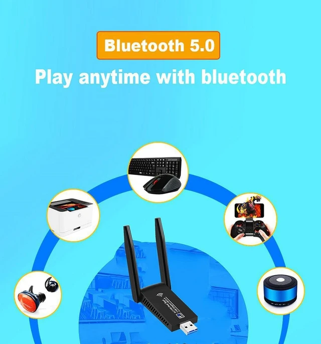 Alt view image 9 of 9 - WiFi Bluetooth Wireless Network Card USB 3.0 1300M 802.11ac Adapter AC1300 With Antenna For Laptop PC Mini Dongle