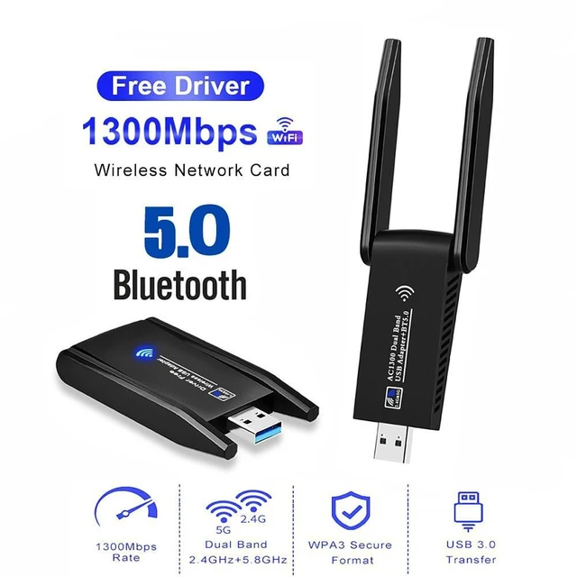Alt view image 8 of 9 - WiFi Bluetooth Wireless Network Card USB 3.0 1300M 802.11ac Adapter AC1300 With Antenna For Laptop PC Mini Dongle