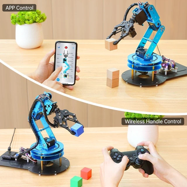 Alt view image 9 of 13 - Robotic Arm Kit 6DOF Programming Robot Arm with 5 Servo, Handle, Mechanical Claw and More, PC Software APP Control with Tutorial