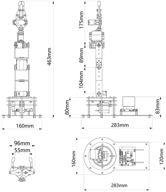 Alt view image 11 of 13 - Robotic Arm Kit 6DOF Programming Robot Arm with 5 Servo, Handle, Mechanical Claw and More, PC Software APP Control with Tutorial