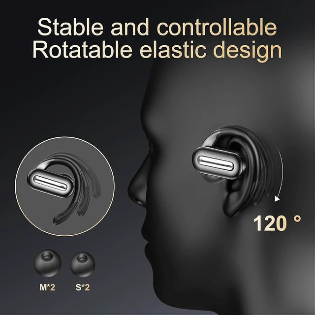 Alt view image 9 of 10 - PocBuds Bluetooth 5.3 Wireless Earbuds with Ear Hook, 56H Playtime, IPX5 Waterproof, Deep Bass (Black)